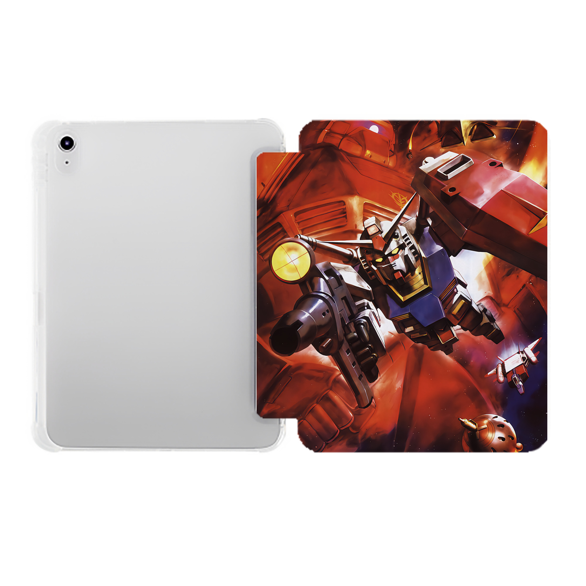 （画像用） 機動戦士ガンダム Mobile Suit Gundam IPad ケース ペン収納付き 三つ折りスタンド PUレザー×シリコン 対応機種9.5/10.5/10.9インチ